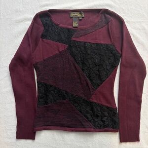 Christine Phillipe TM  Size M Purple Long Sleeve With Lace Y2K